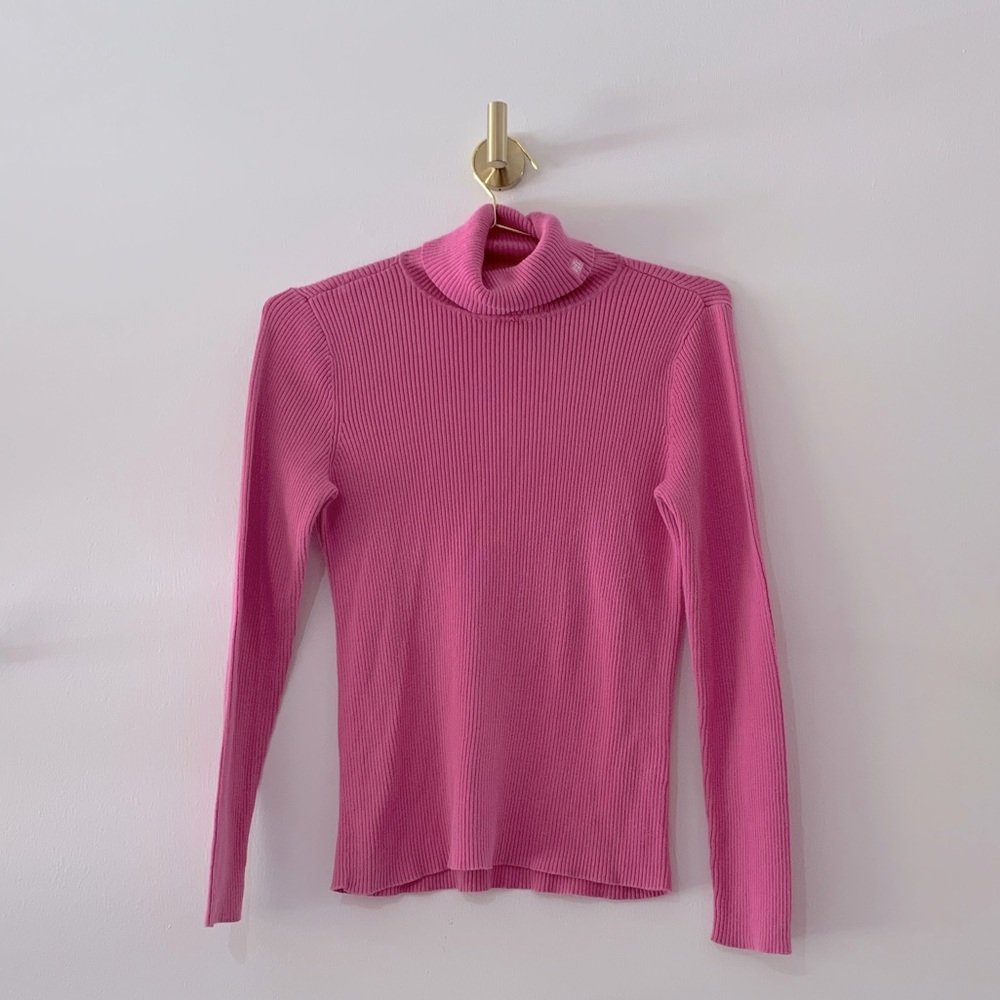 Pink turtleneck ribbed Lauren Ralph Lauren sweater